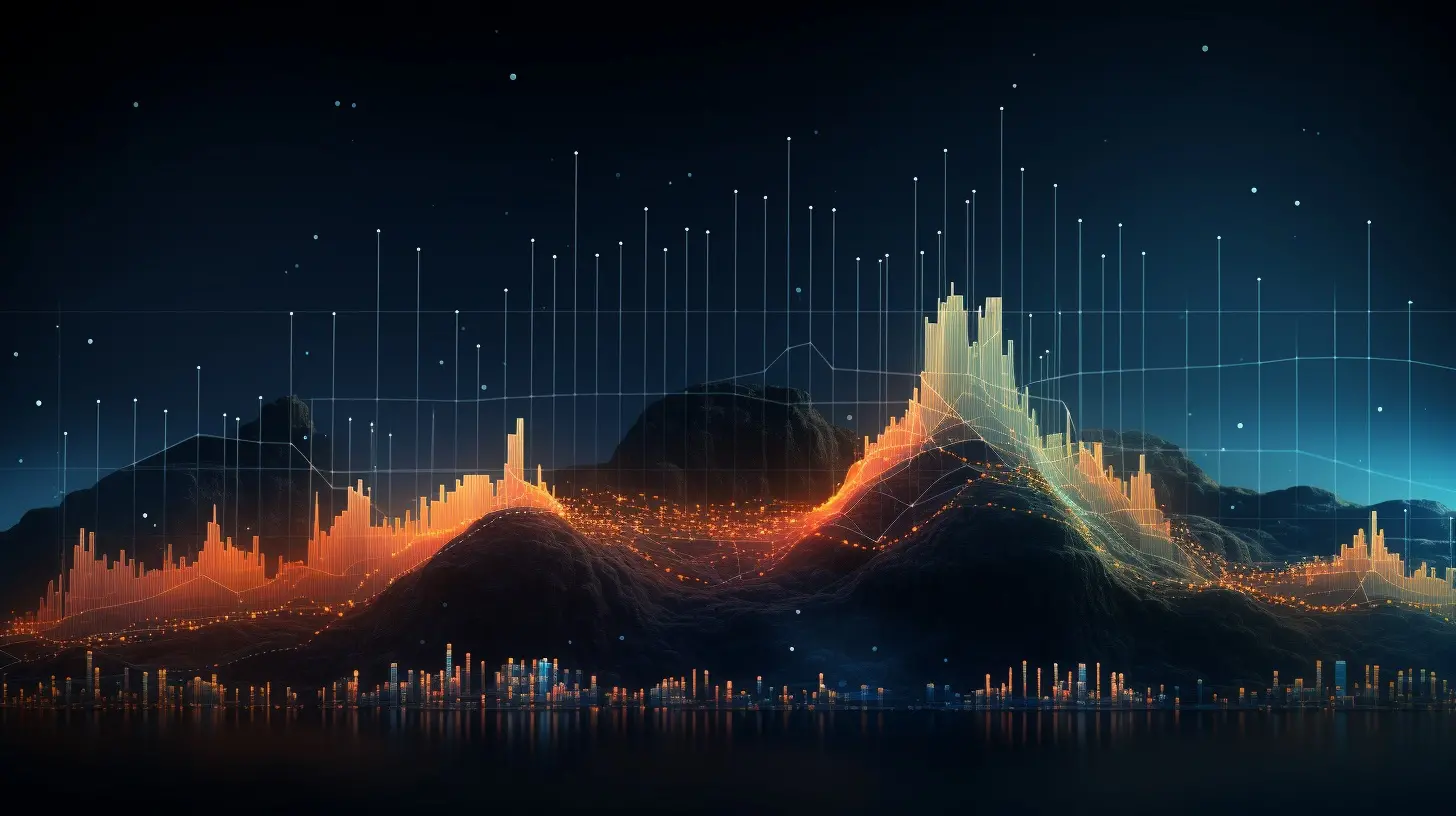 Big data analytics visualization with graphs and data points, representing the power of data in marketing.