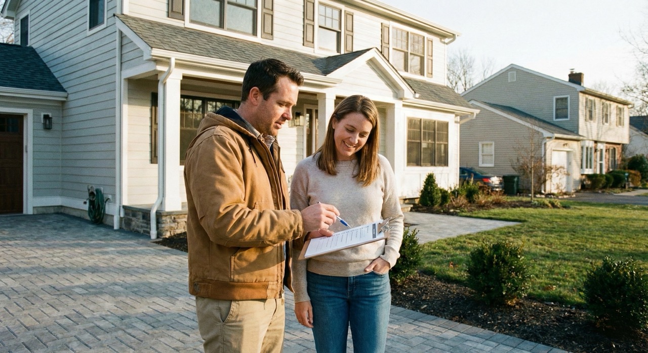 contractor asking for a review for a happy customer.