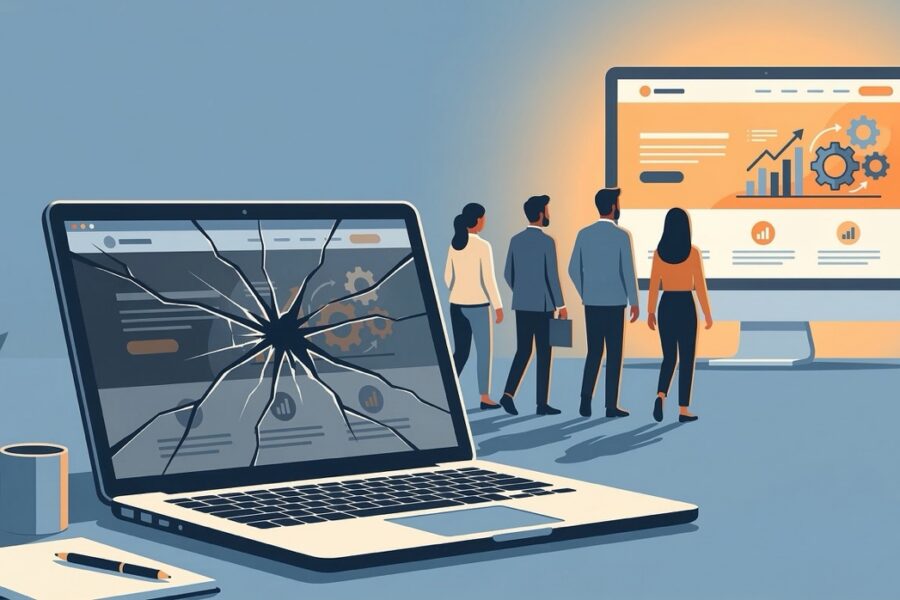 Business website with cracks losing customers to competitor site