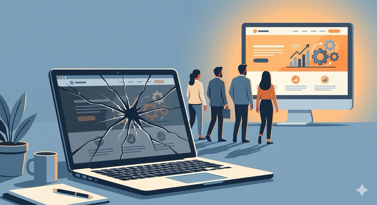 Business website with cracks losing customers to competitor site
