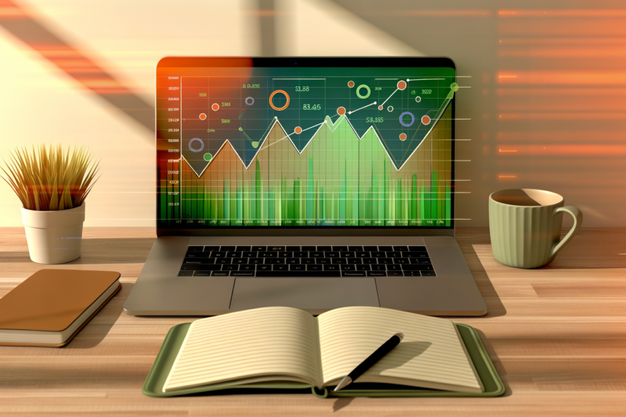 Analytics dashboard showing SEO performance metrics with upward trends