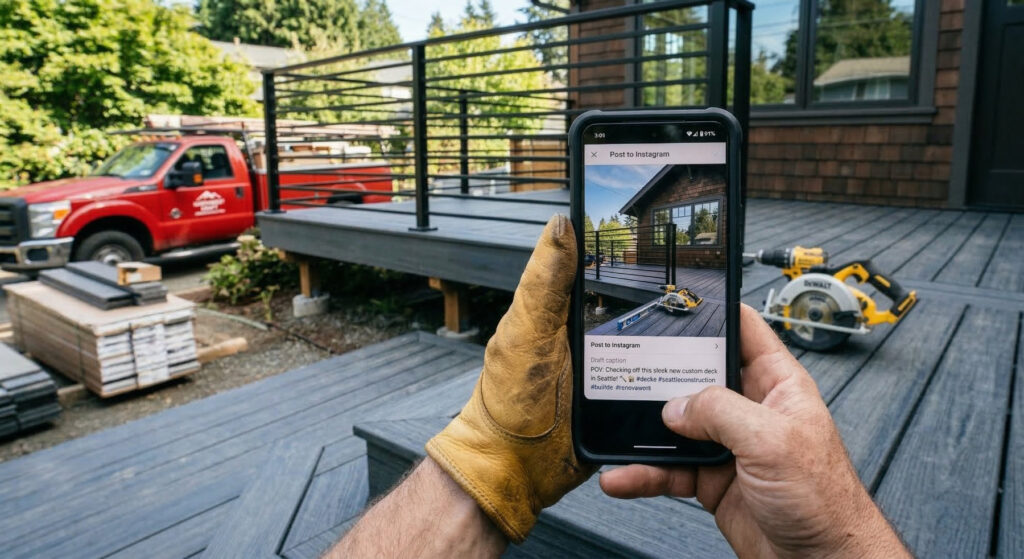 contractor taking after photos for marketing