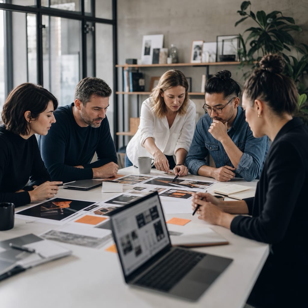 Marketing team hard at work on client projects