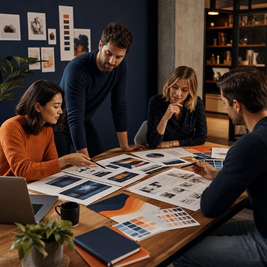 team at work on a creative project