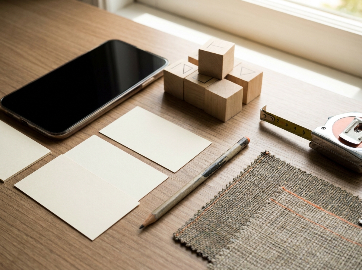 Contractor lead follow-up workspace with phone, planning tools, and blank lead tracking cards.