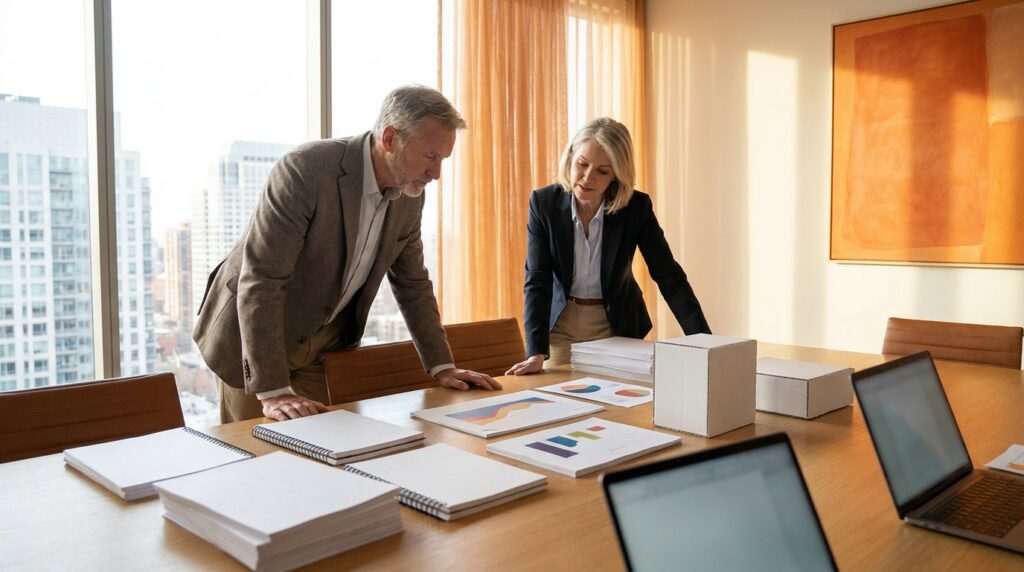 Website strategist reviewing page structure, search data, buyer questions, proof points, and conversion paths before a business website rebuild.