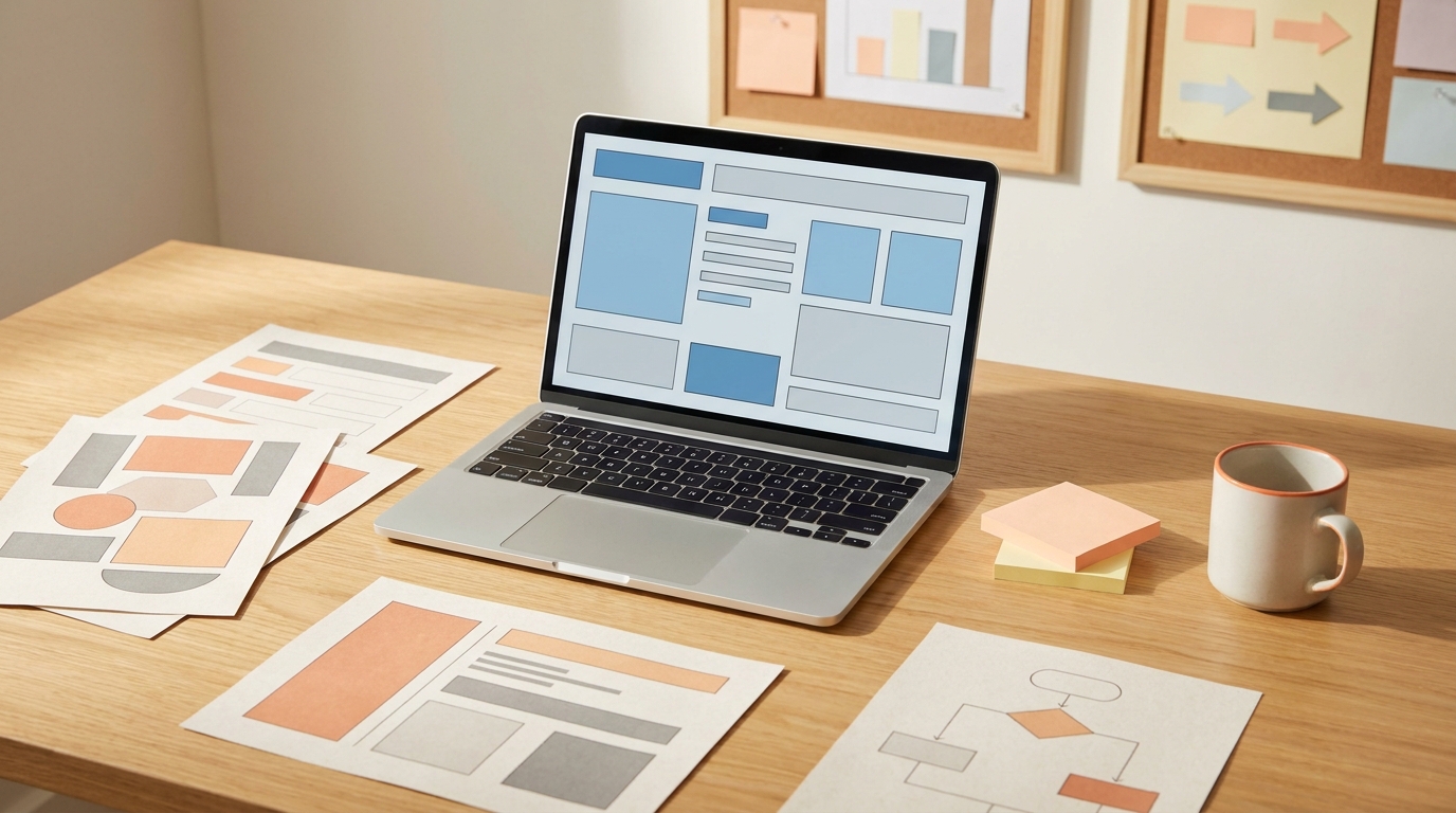 Website strategist reviewing page structure, search data, buyer questions, proof points, and conversion paths before a business website rebuild.