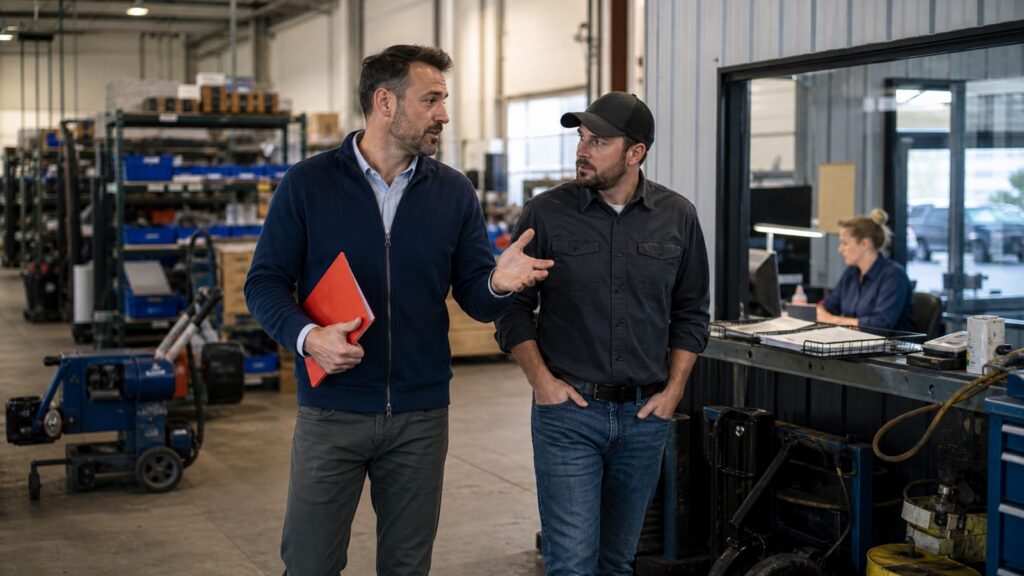 AI marketing consultant learning a manufacturer’s sales and operating process before recommending tools or workflows.