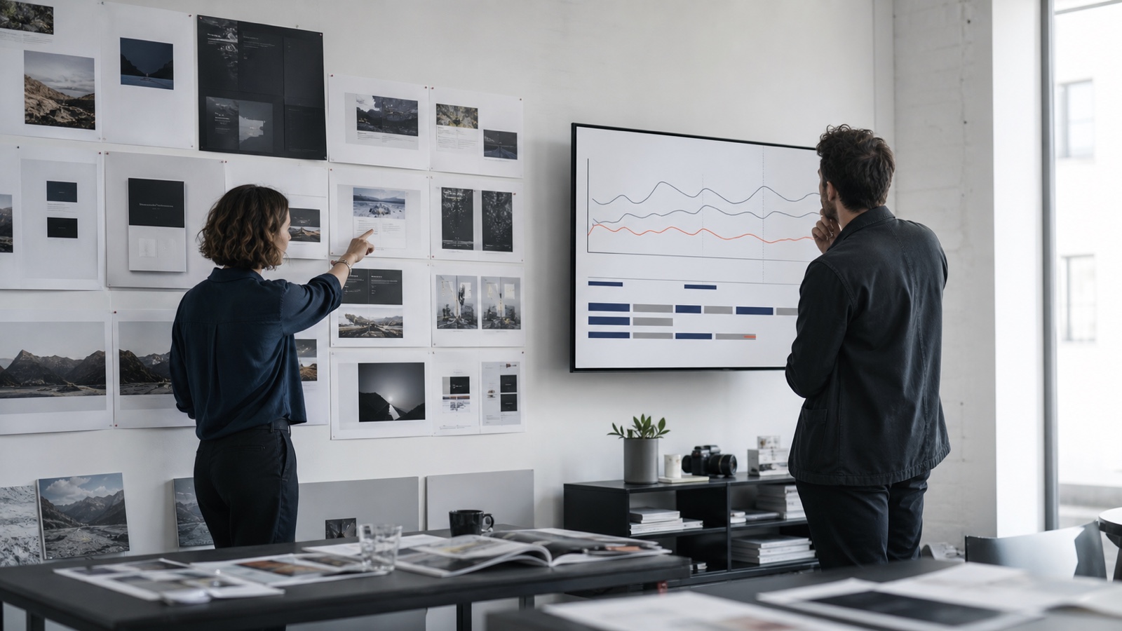 Content strategists reviewing published assets and performance data to decide what to improve next.